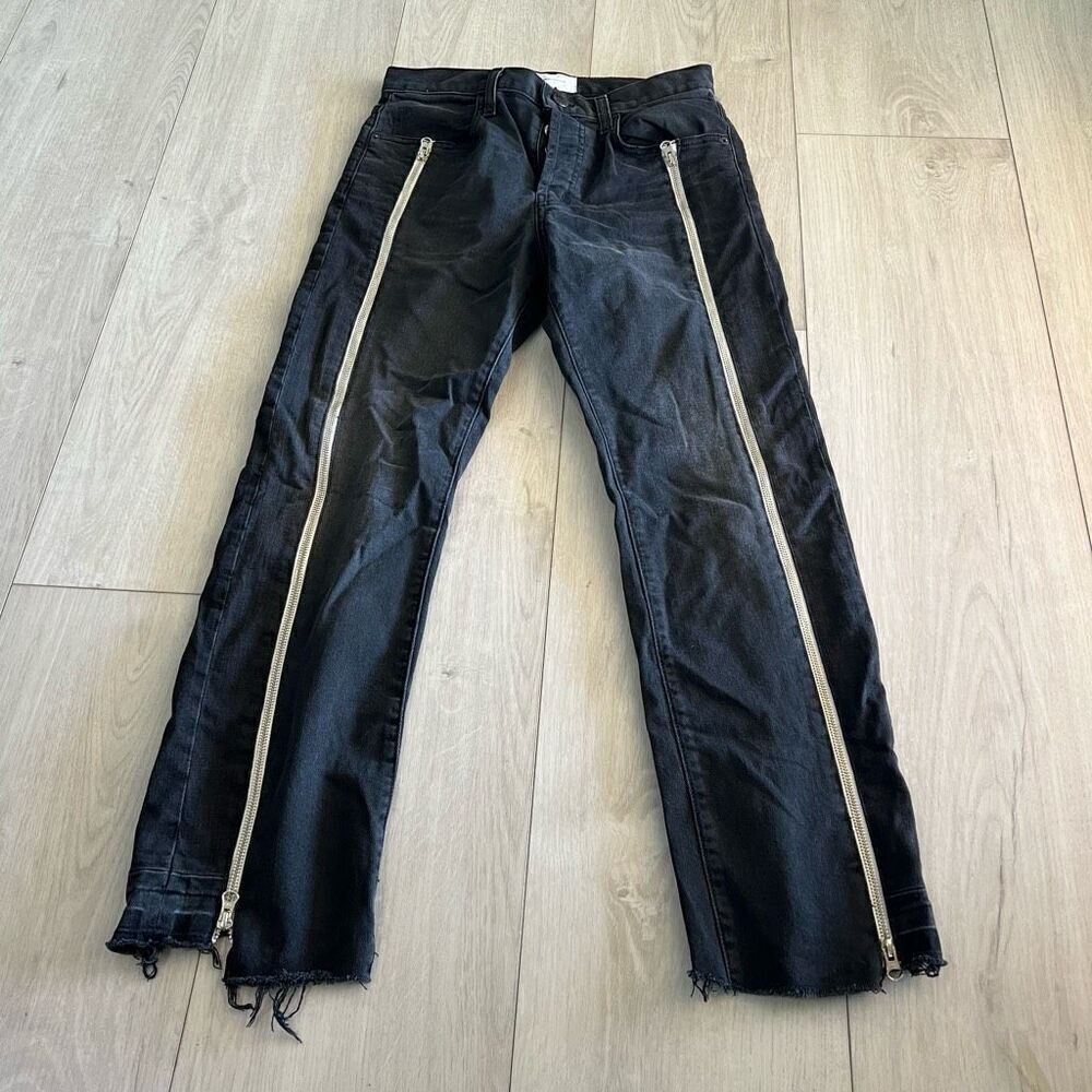 Current Elliott The Dallon Zippered Straight Jeans Size 28 Highline Raw Step Hem